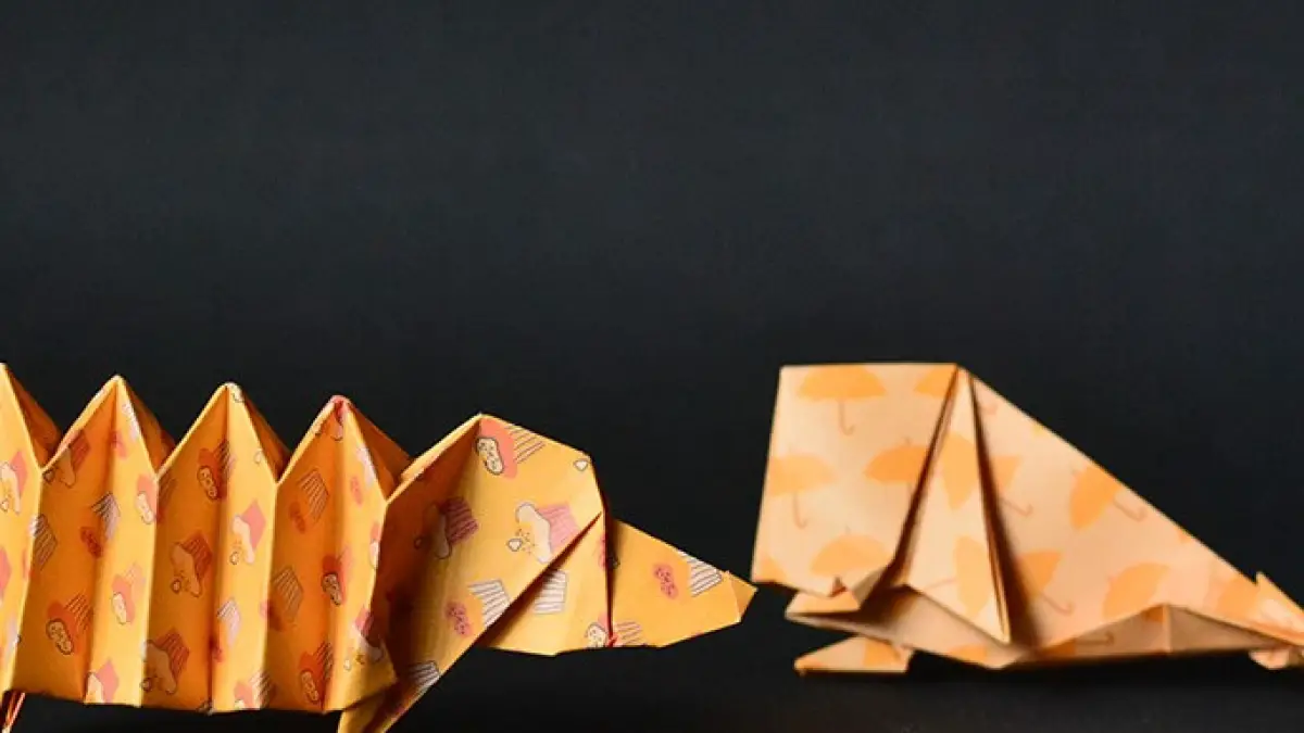 Origami Dachshund Dog by Yara Yagi And Origami Whale by Jo Nakashima