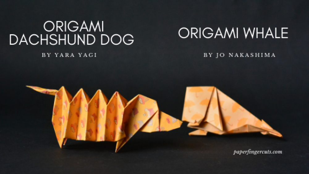 Origami Dachshund Dog By Yara Yagi And Origami Whale By Jo