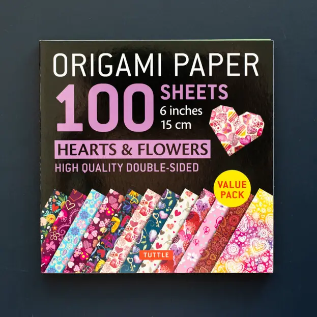 hearts and flowers origami paper