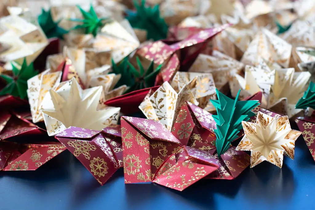 How I Made My Whimsical Christmas Origami Window Decorations